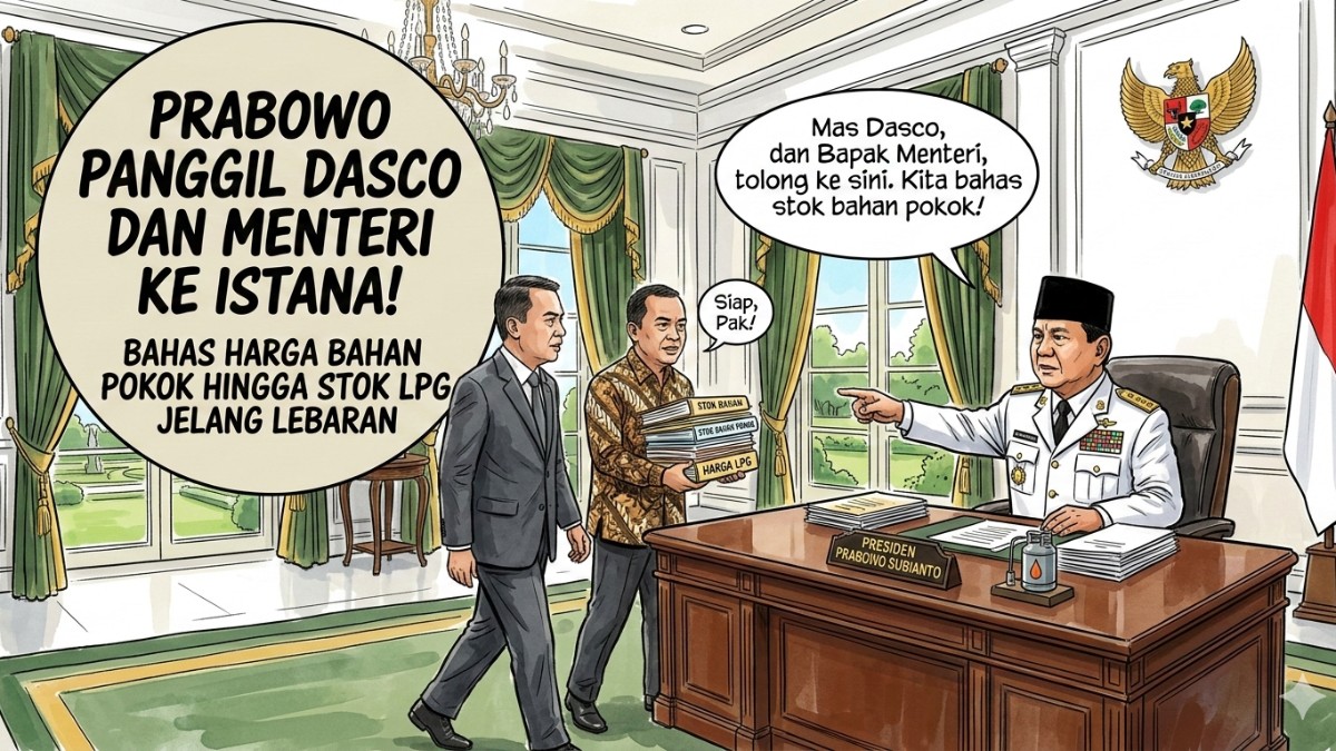Prabowo Panggil Dasco dan Menteri ke Istana! Bahas Harga Bahan Pokok hingga Stok LPG Jelang Lebaran