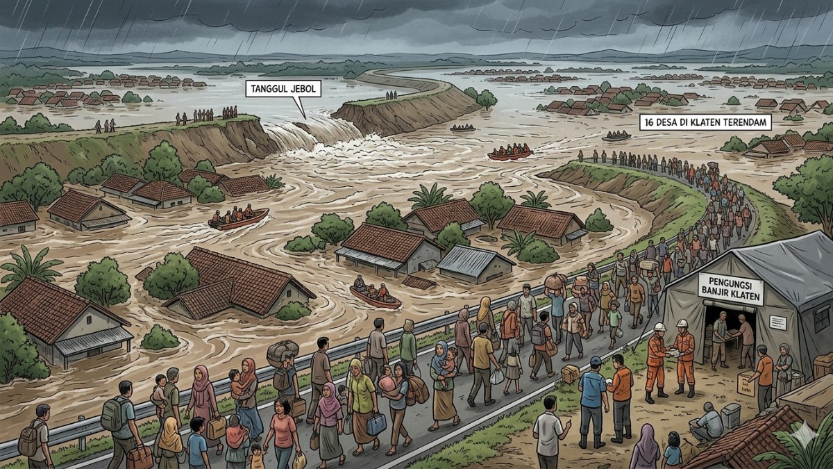 Tanggul Jebol, 16 Desa di Klaten Terendam Banjir, Ratusan Warga Mengungsi