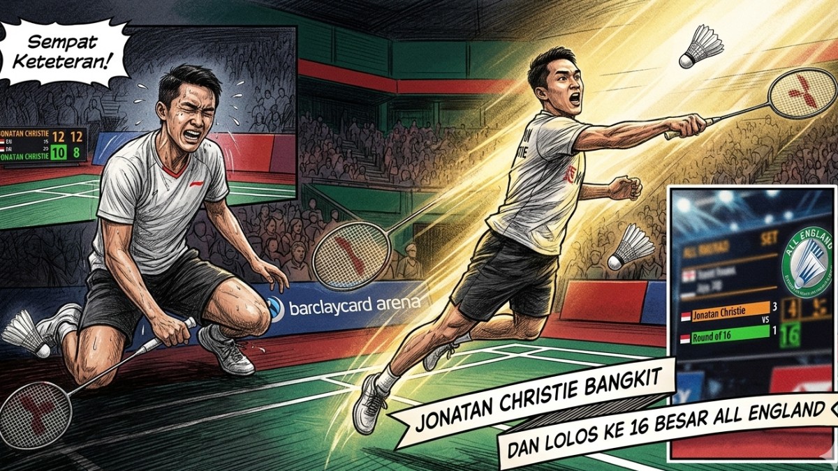 Sempat Keteteran! Jonatan Christie Bangkit dan Lolos ke 16 Besar All England