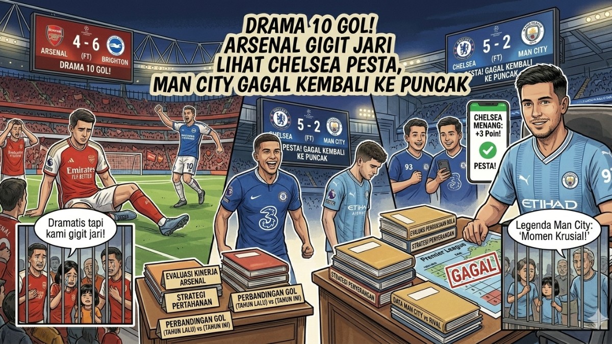 Drama 10 Gol! Arsenal Gigit Jari Lihat Chelsea Pesta, Man City Gagal Kembali ke Puncak