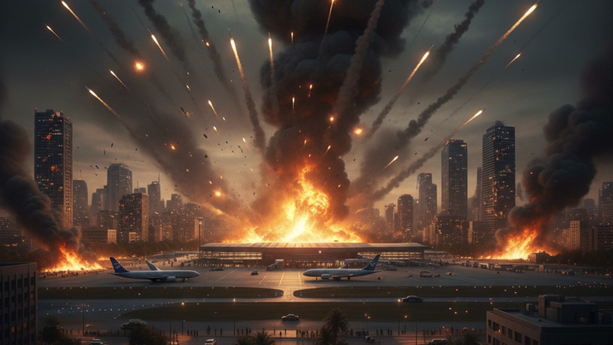 Gempuran Rudal Klaster Iran Hancurkan Tel Aviv! Iron Dome Jebol, Bandara Ben Gurion Terbakar