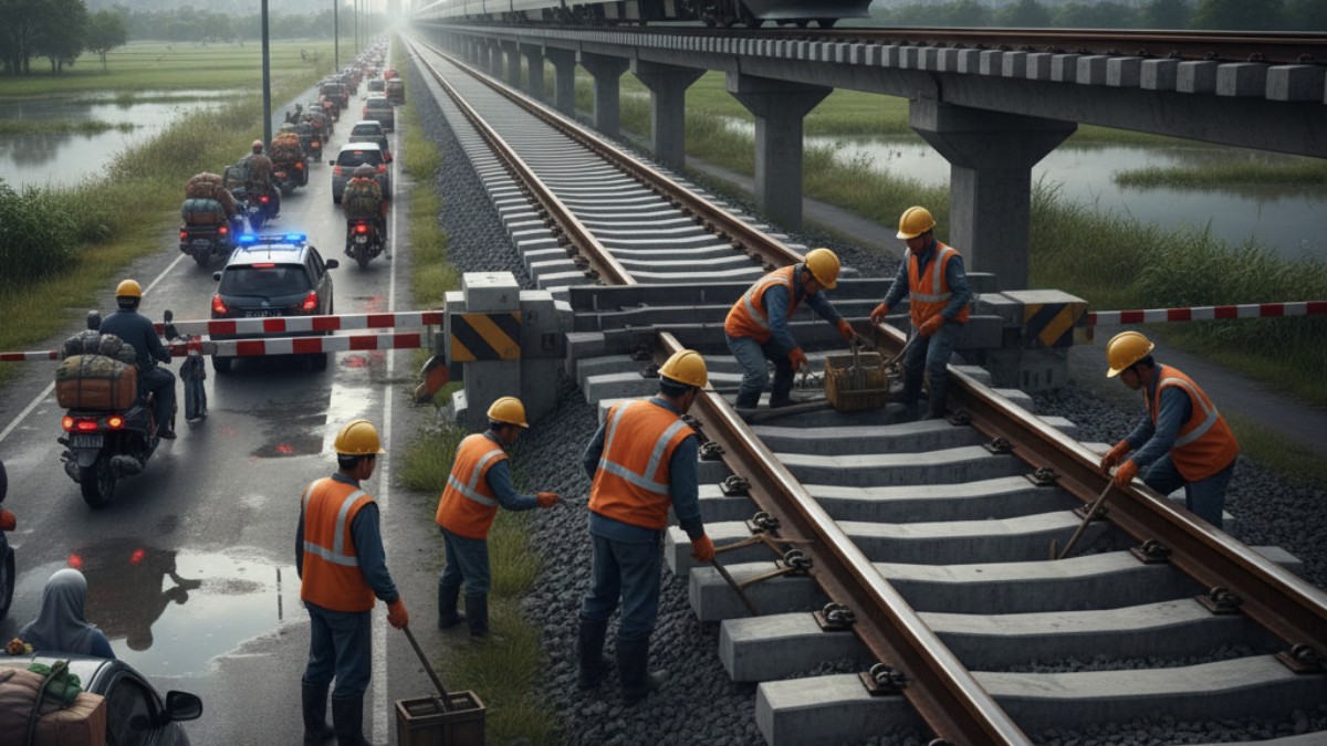 Antisipasi Banjir dan Mudik, KAI Tinggikan Rel di Perlintasan Sebidang Pekalongan