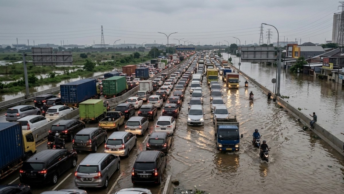 Macet Parah di Tol Tangerang-Merak: Banjir Luapan Kali Sabi Rendam Jalan hingga 50 cm, Lippo Karawaci Ikut Tergenang