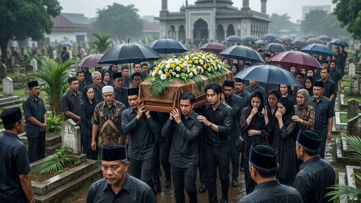 Prosesi Pemakaman Vidi Aldiano Digelar Khidmat di Tengah Rintik Hujan, Selebriti Banyak Hadir Ucapkan Selamat Tinggal